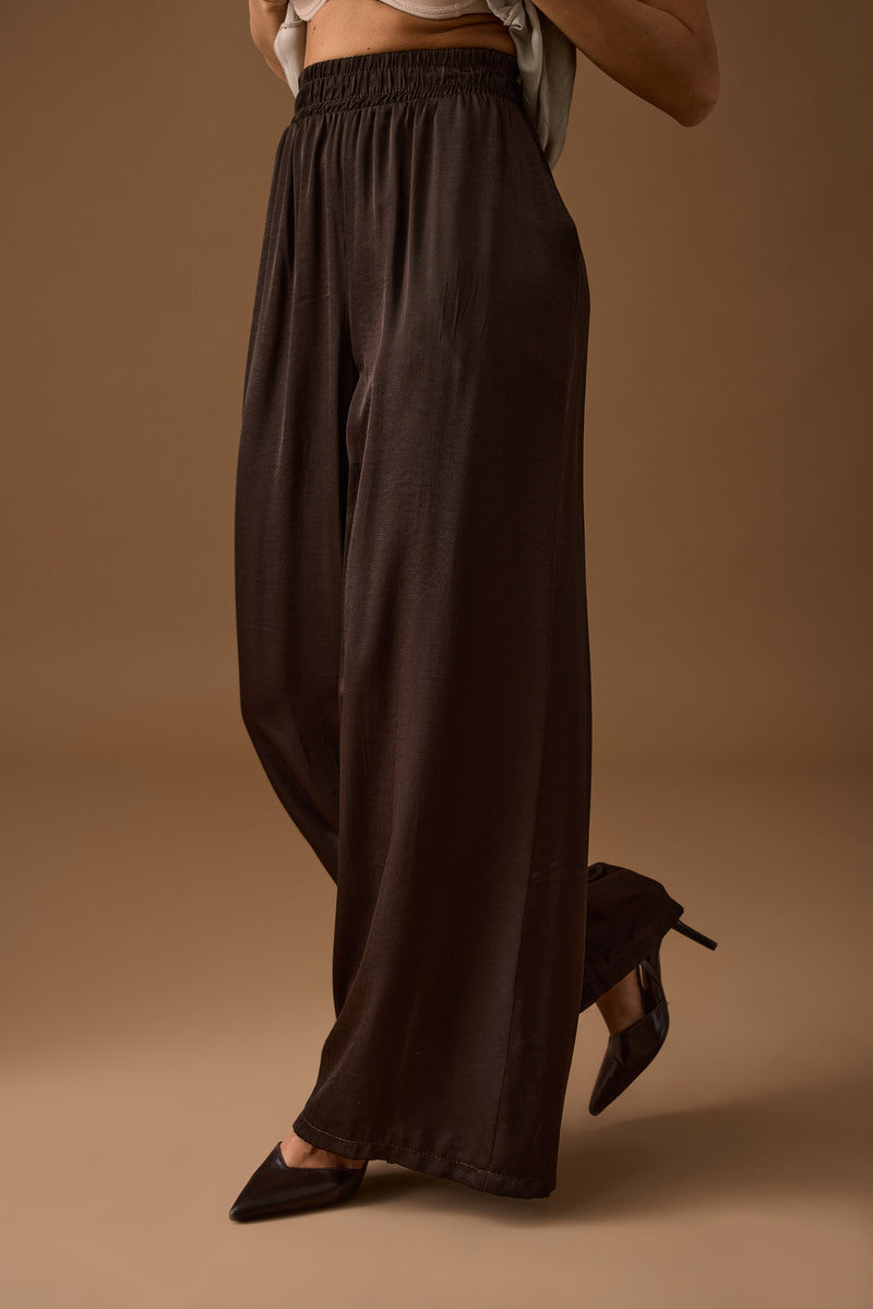Pantalone Effetto Satin Testa di moro|Colore:Testa di moro