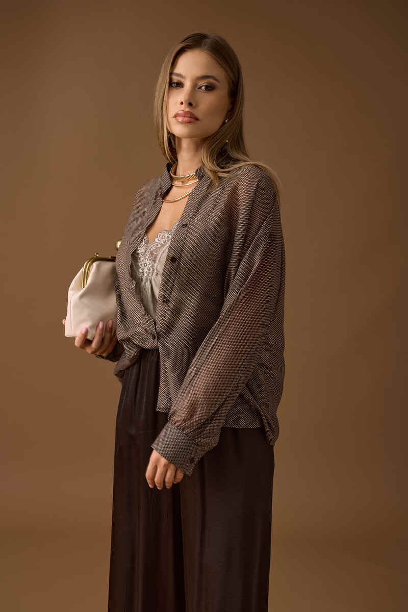 Camicia Micro Pois testa di moro|Colore:Testa di moro
