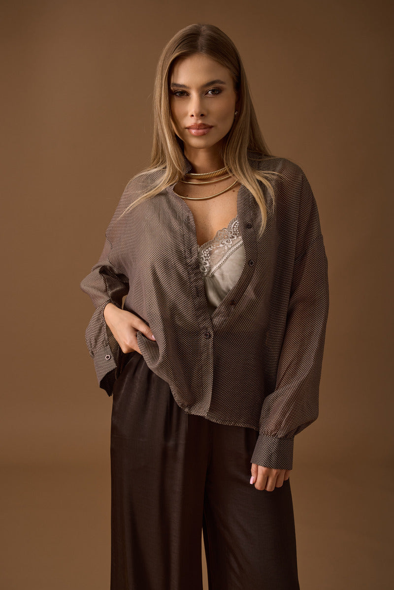 Camicia Micro Pois testa di moro|Colore:Testa di moro