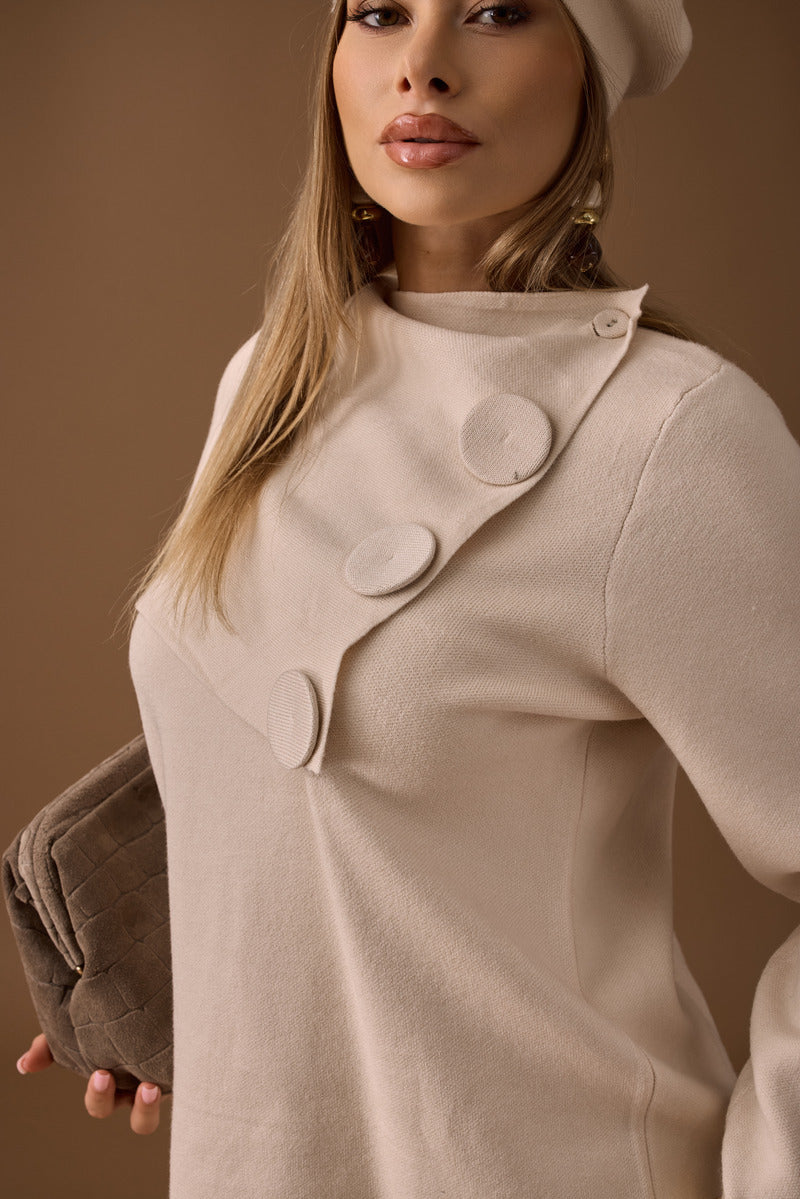 Pull Bottoni beige chiaro|Colore:Beige chiaro