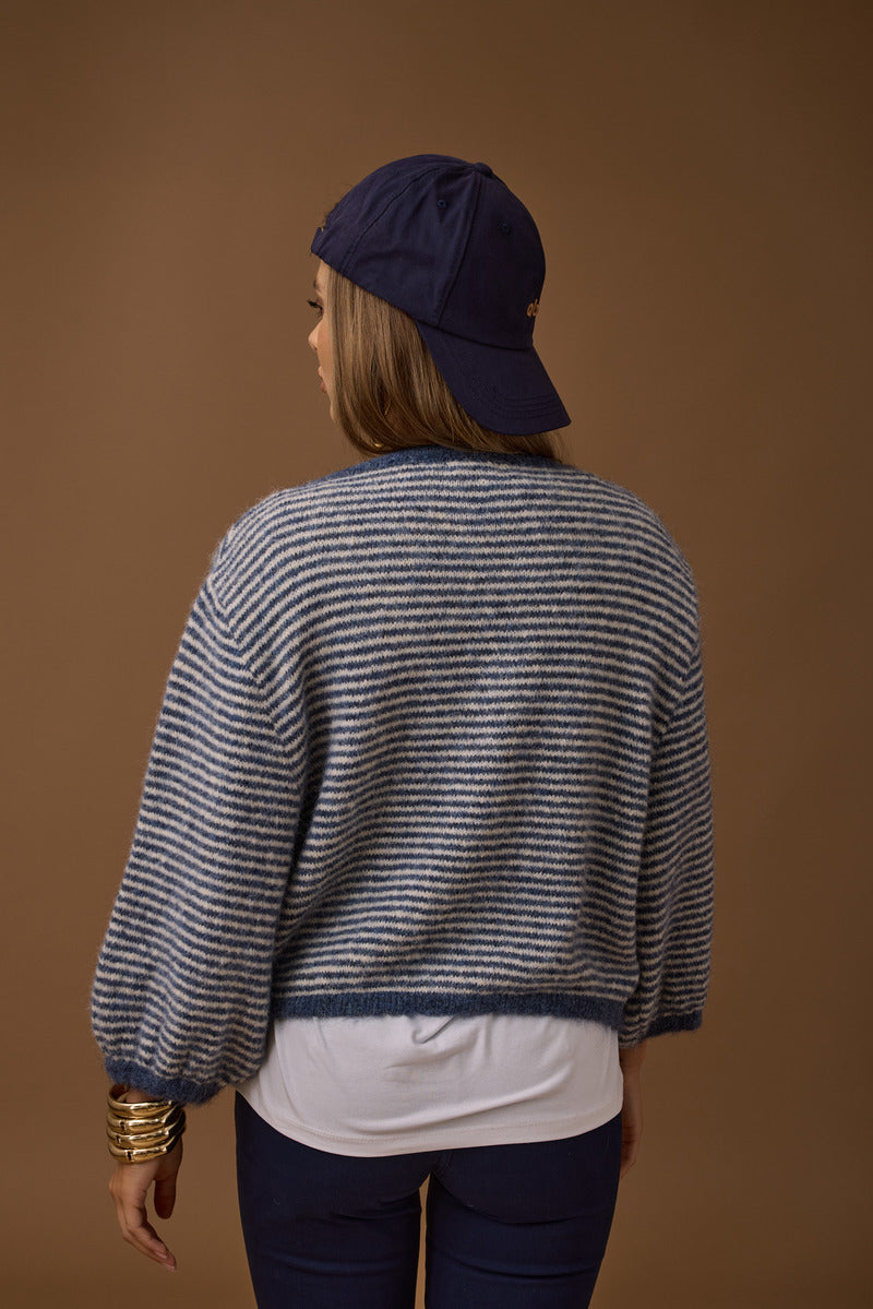 Cardigan Rigato avion|Colore:Avion