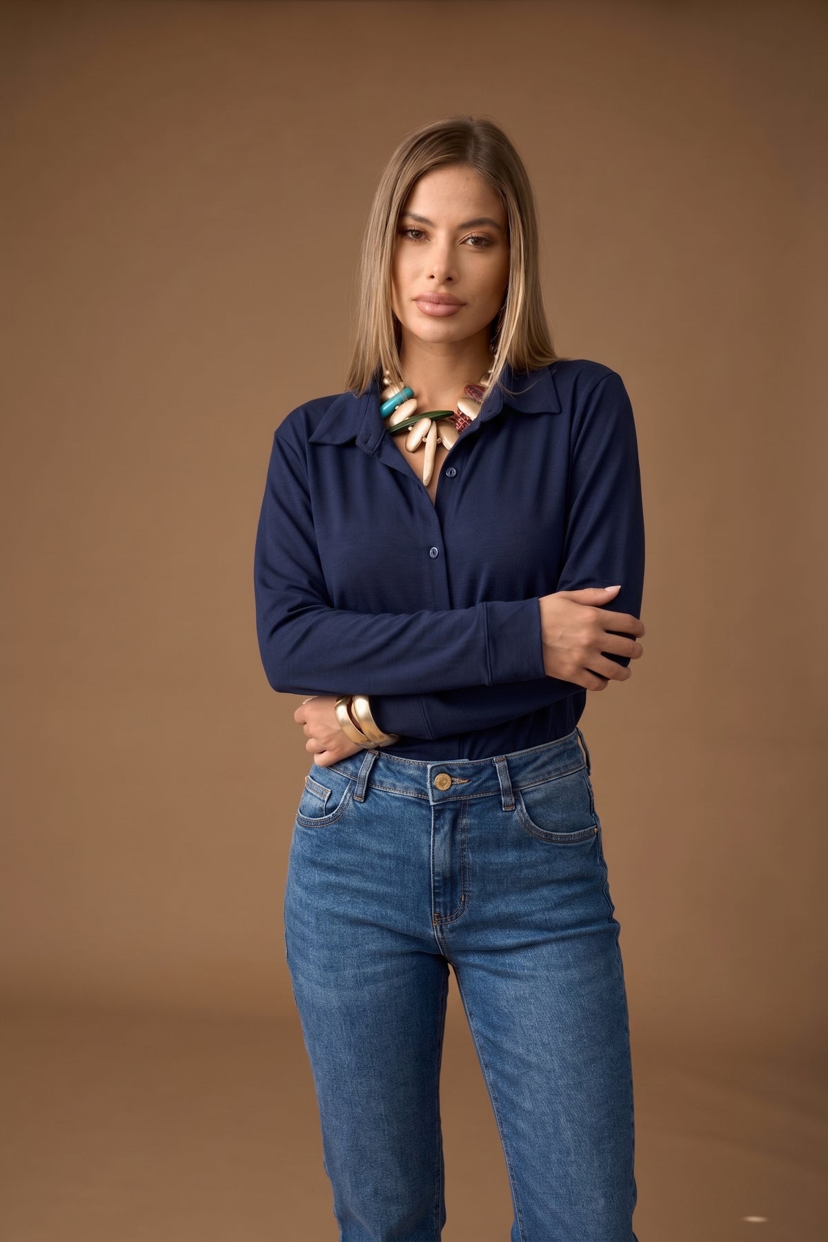 Camicia In Maglia blu scuro|Colore:Blu scuro