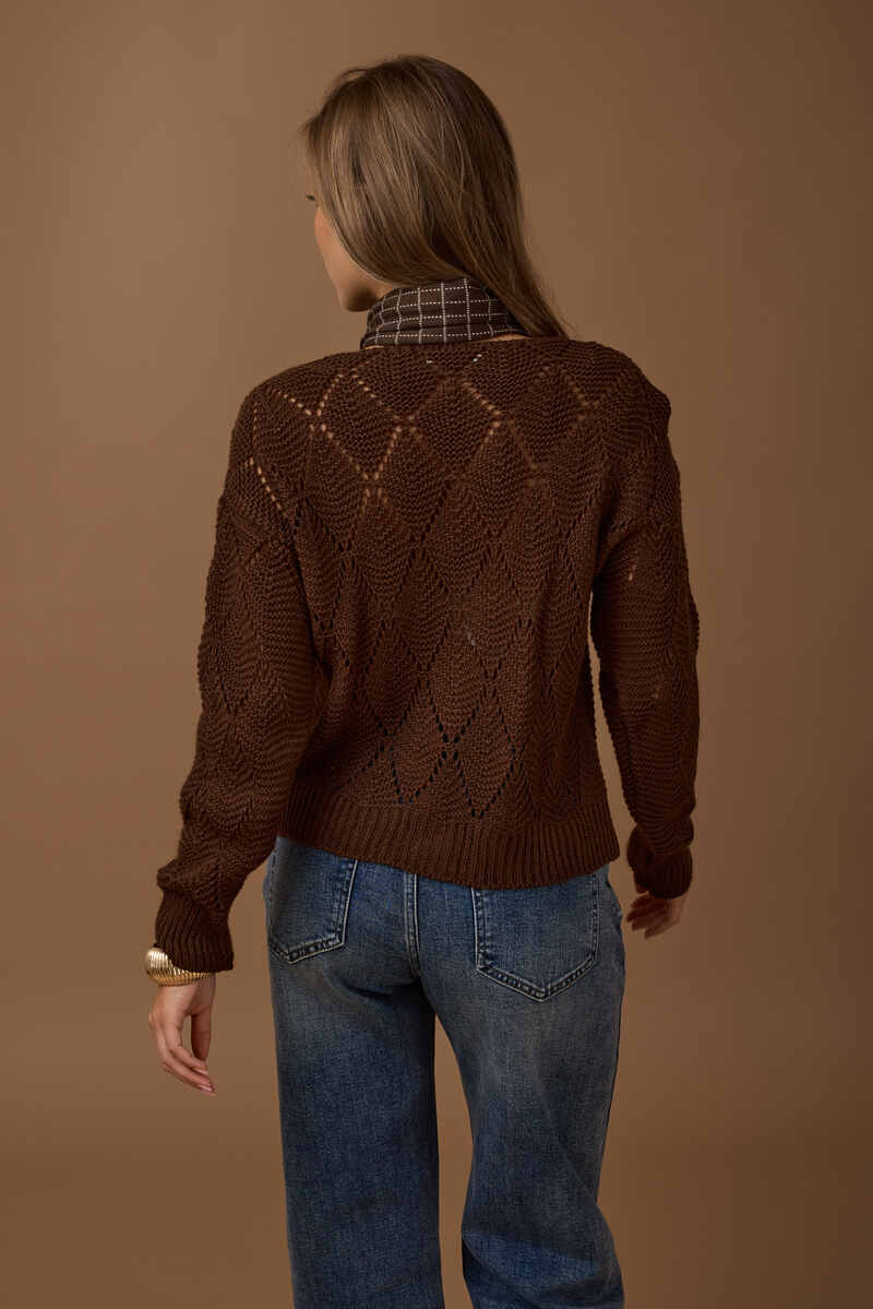 Cardigan Rombi cacao|Colore:Cacao