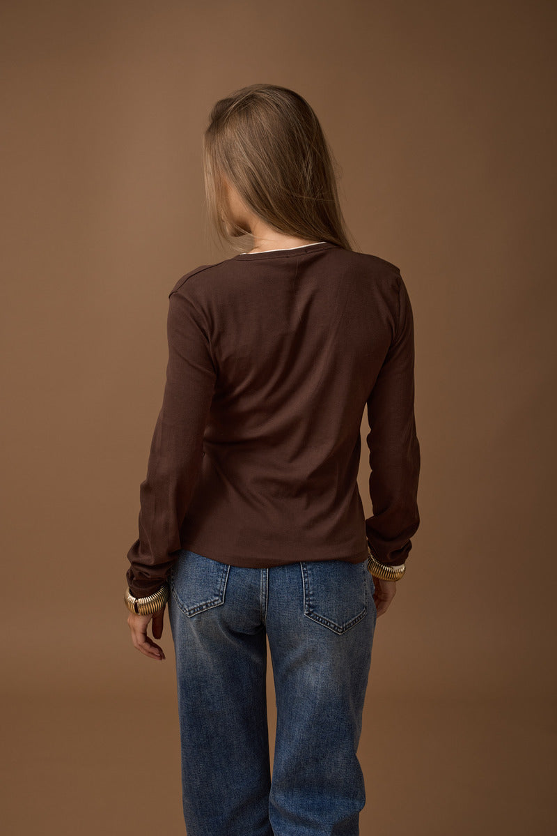 Maglia Bordino A Contrasto testa di moro|Colore:Testa di moro
