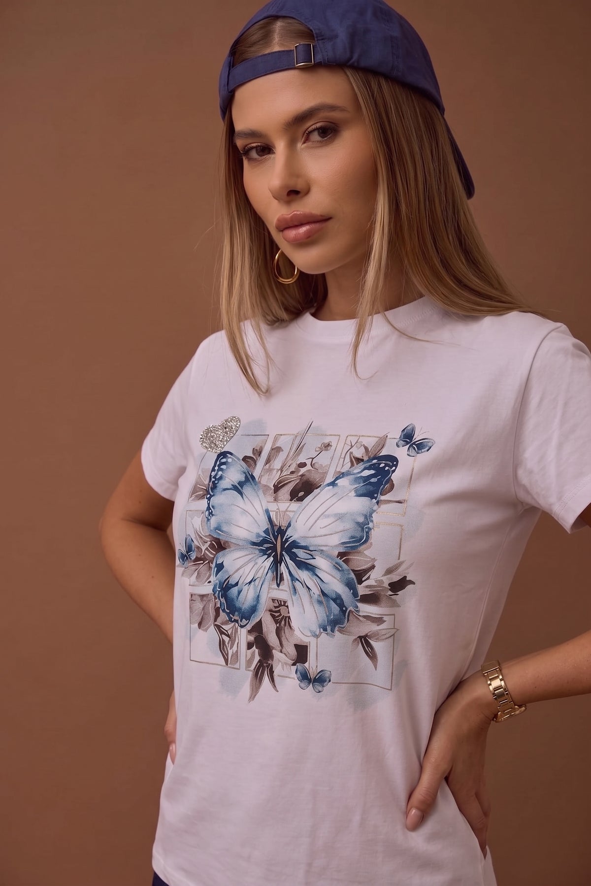 T-Shirt Farfalla blu|Colore:Blu
