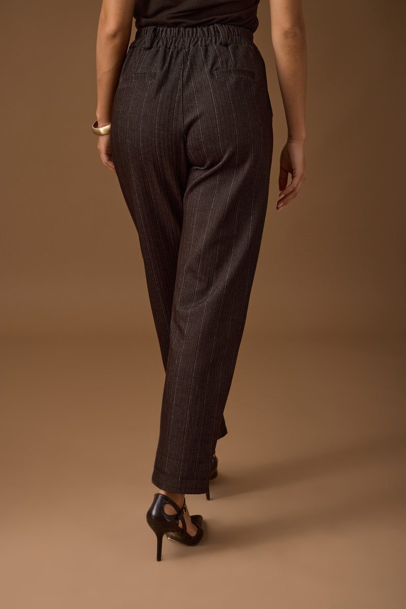 Pantalone Gessato Amber testa di moro|Colore:Testa di moro