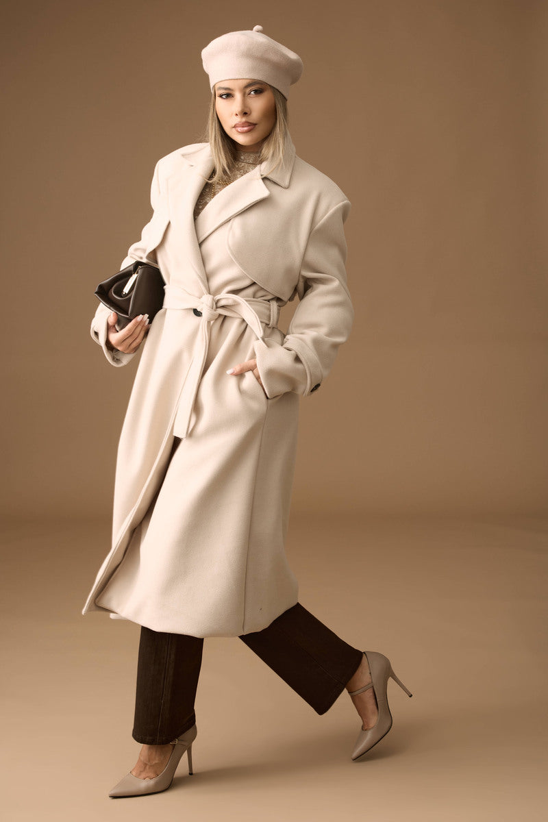 Cappotto Lungo beige chiaro|Colore:Beige chiaro