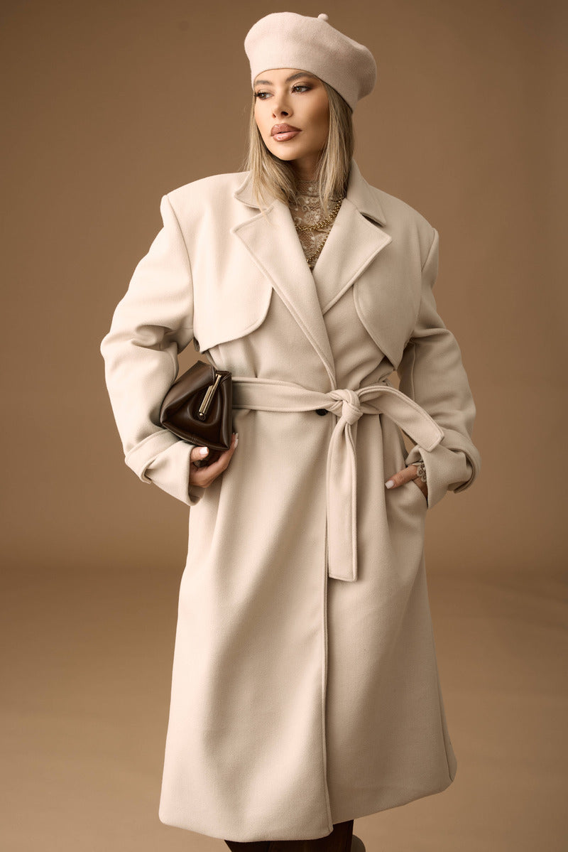 Cappotto Lungo beige chiaro|Colore:Beige chiaro
