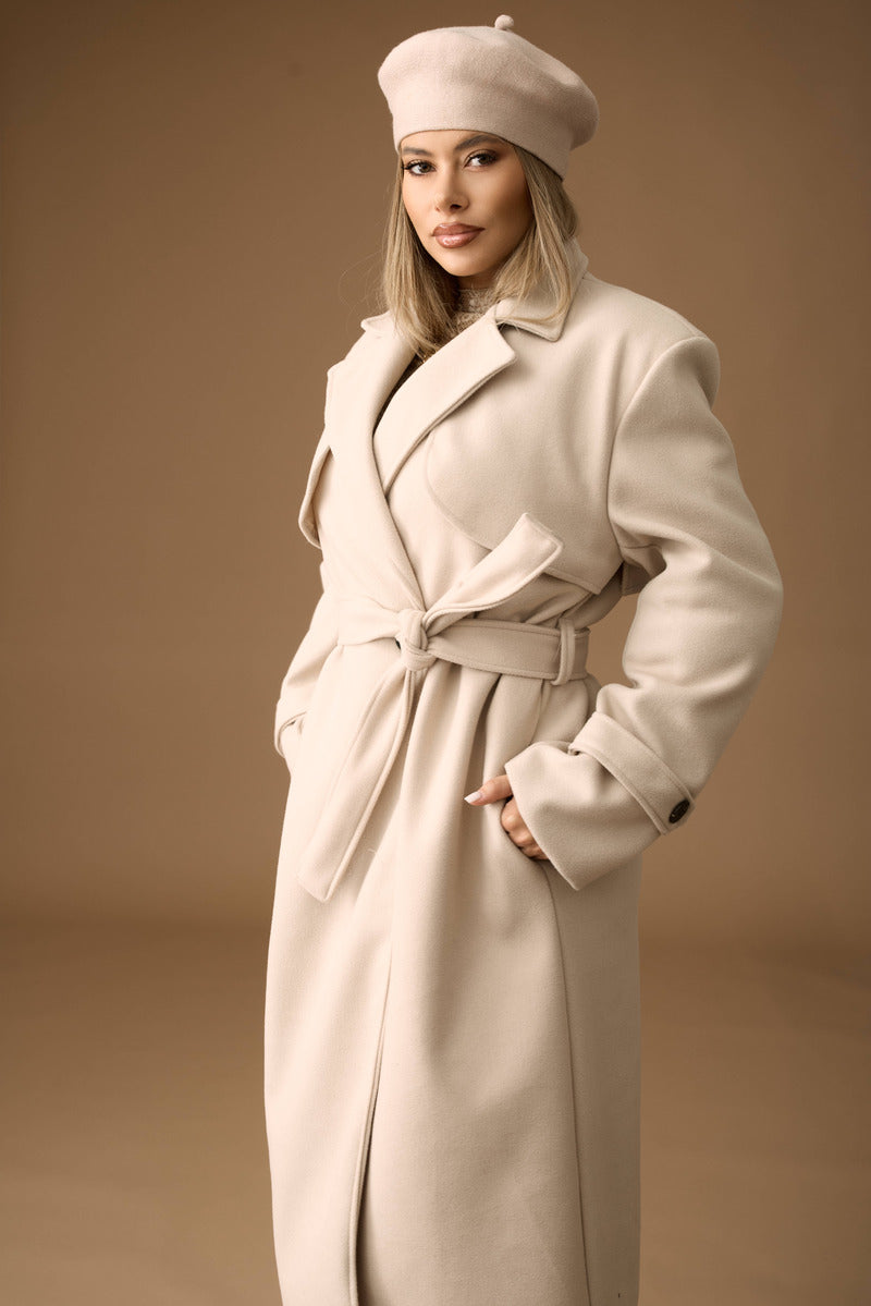 Cappotto Lungo beige chiaro|Colore:Beige chiaro