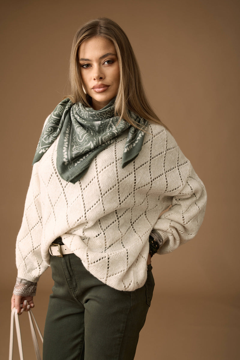 Pull Rombi gesso|Colore:Gesso