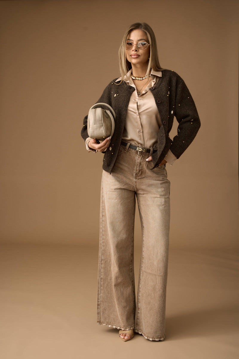 Pantalone Dritto Con Elastico cammello|Colore:Cammello