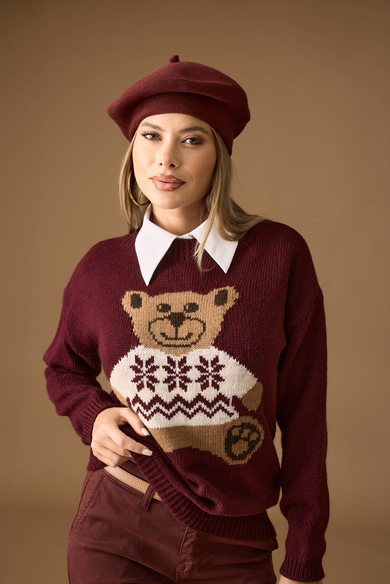 Pull Teddy borgogna|Colore:Borgogna