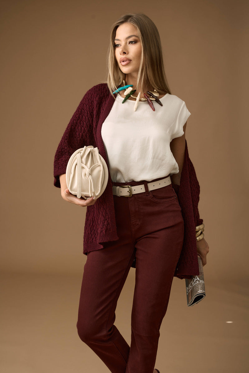 Cardigan Aperto borgogna|Colore:Borgogna