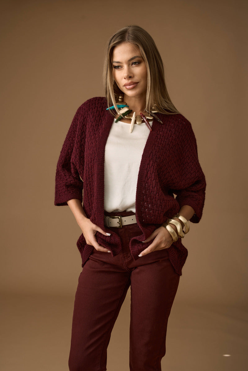 Cardigan Aperto borgogna|Colore:Borgogna