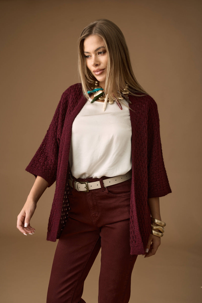 Cardigan Aperto borgogna|Colore:Borgogna