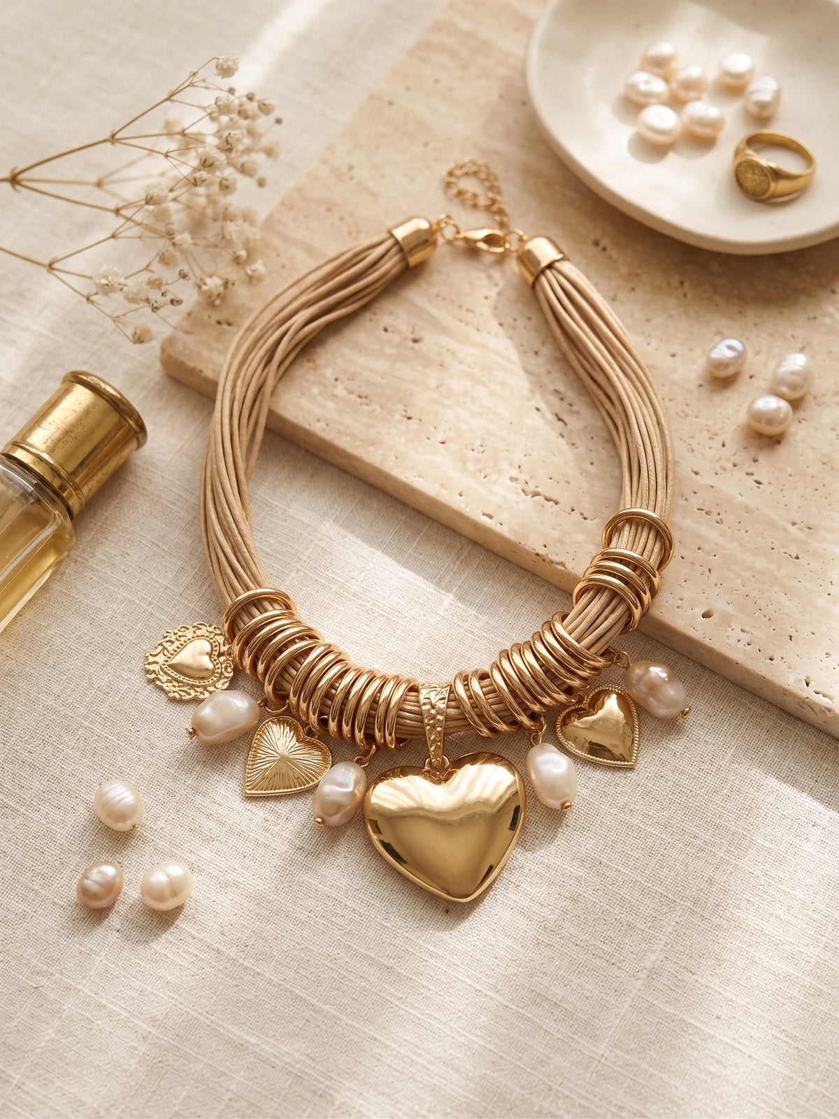 Collana Ciondolo Cuore beige|Colore:Beige