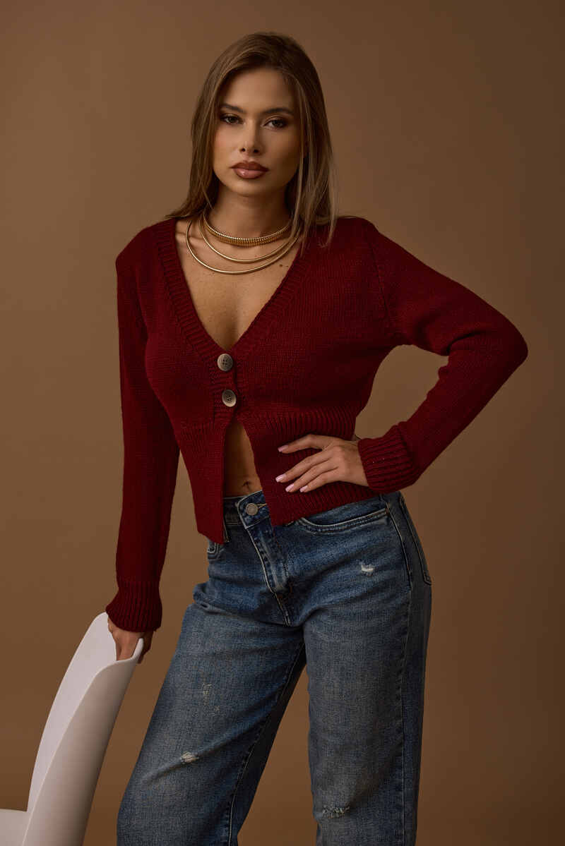 Cardigan 2 Bottoni Vestibilità Slim bordeaux|Colore:Bordeaux