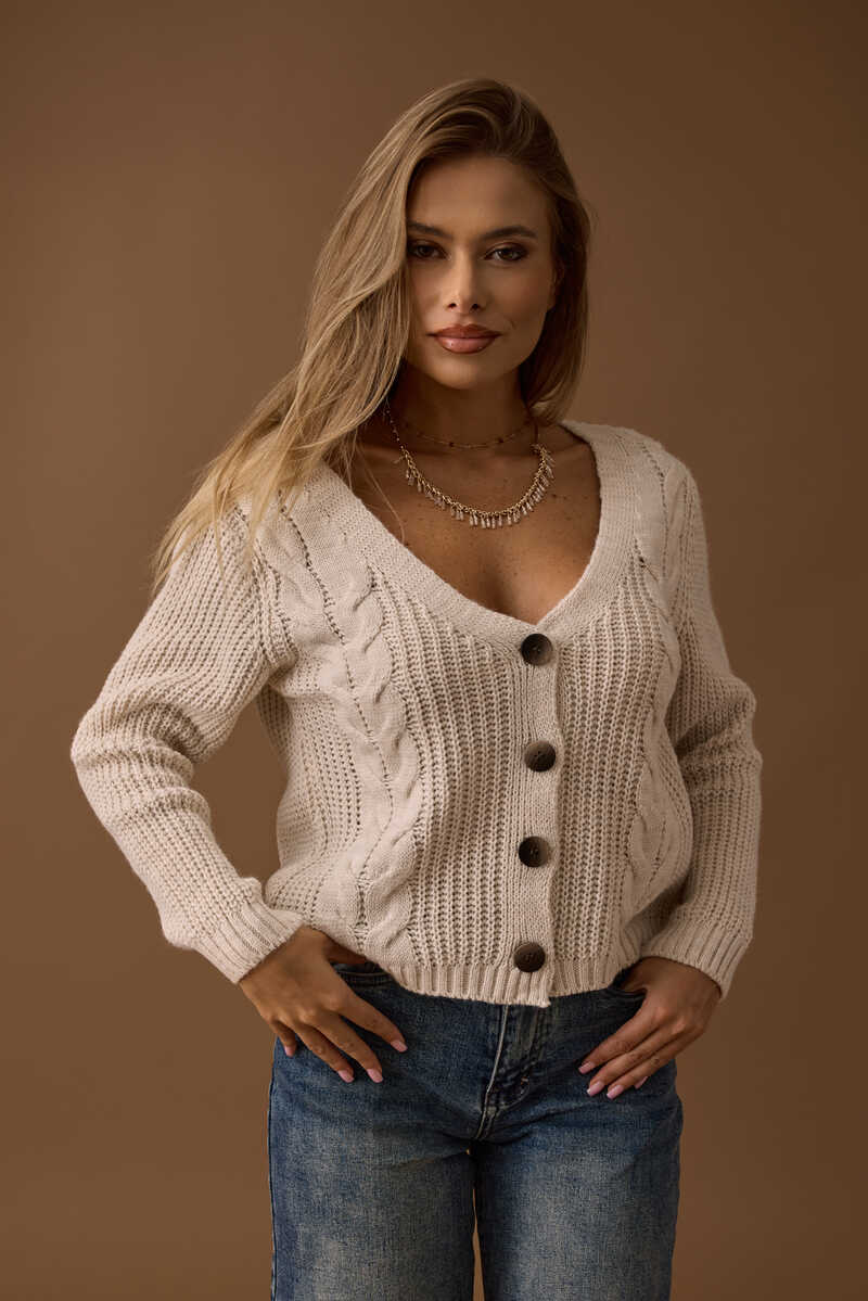 Cardigan Trecce gesso|Colore:Gesso