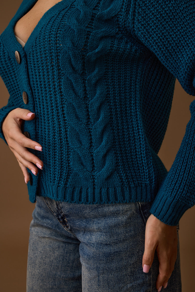 Cardigan Trecce ottanio|Colore:Ottanio