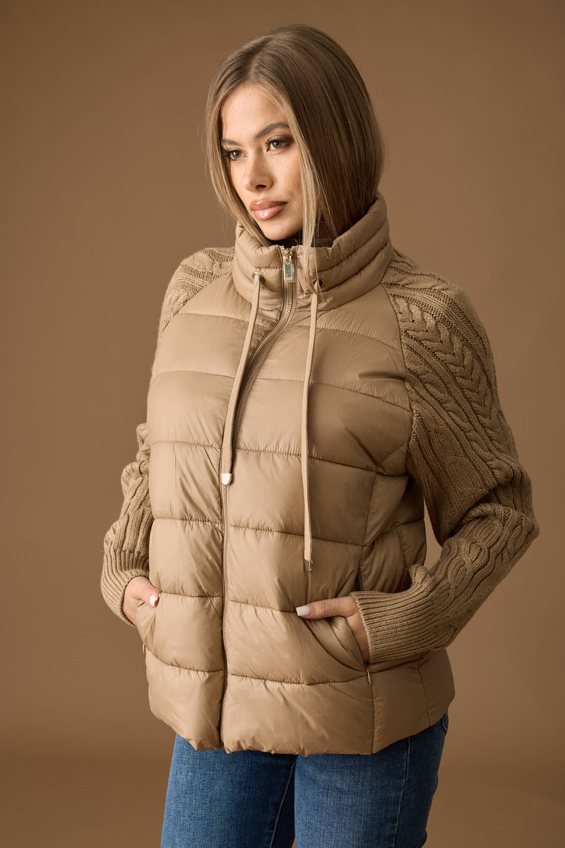 Giubbino In Maglia Cammello|Colore:Cammello