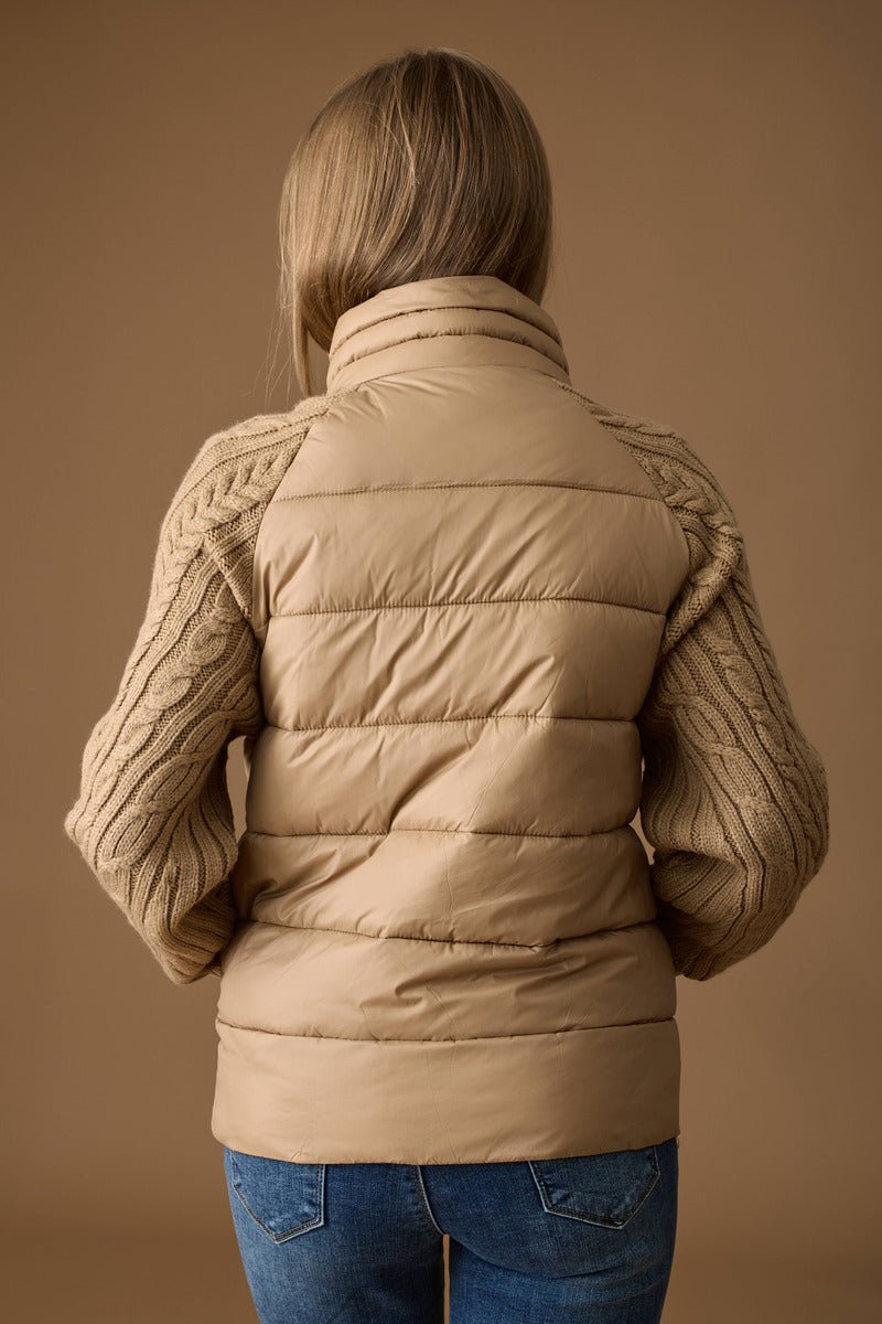 Giubbino In Maglia Cammello|Colore:Cammello