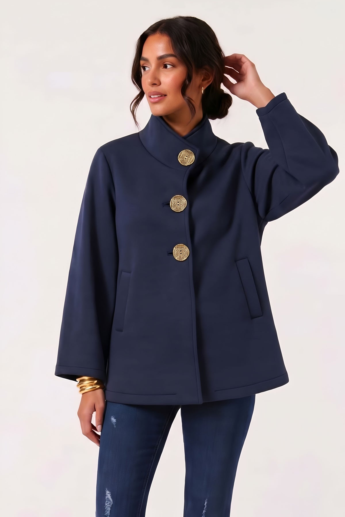 Scuba Bottoni Oro blu|Colore:Blu