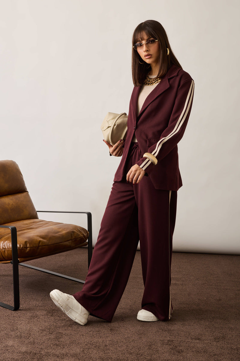 Tailleur Con Bande borgogna|Colore:Borgogna