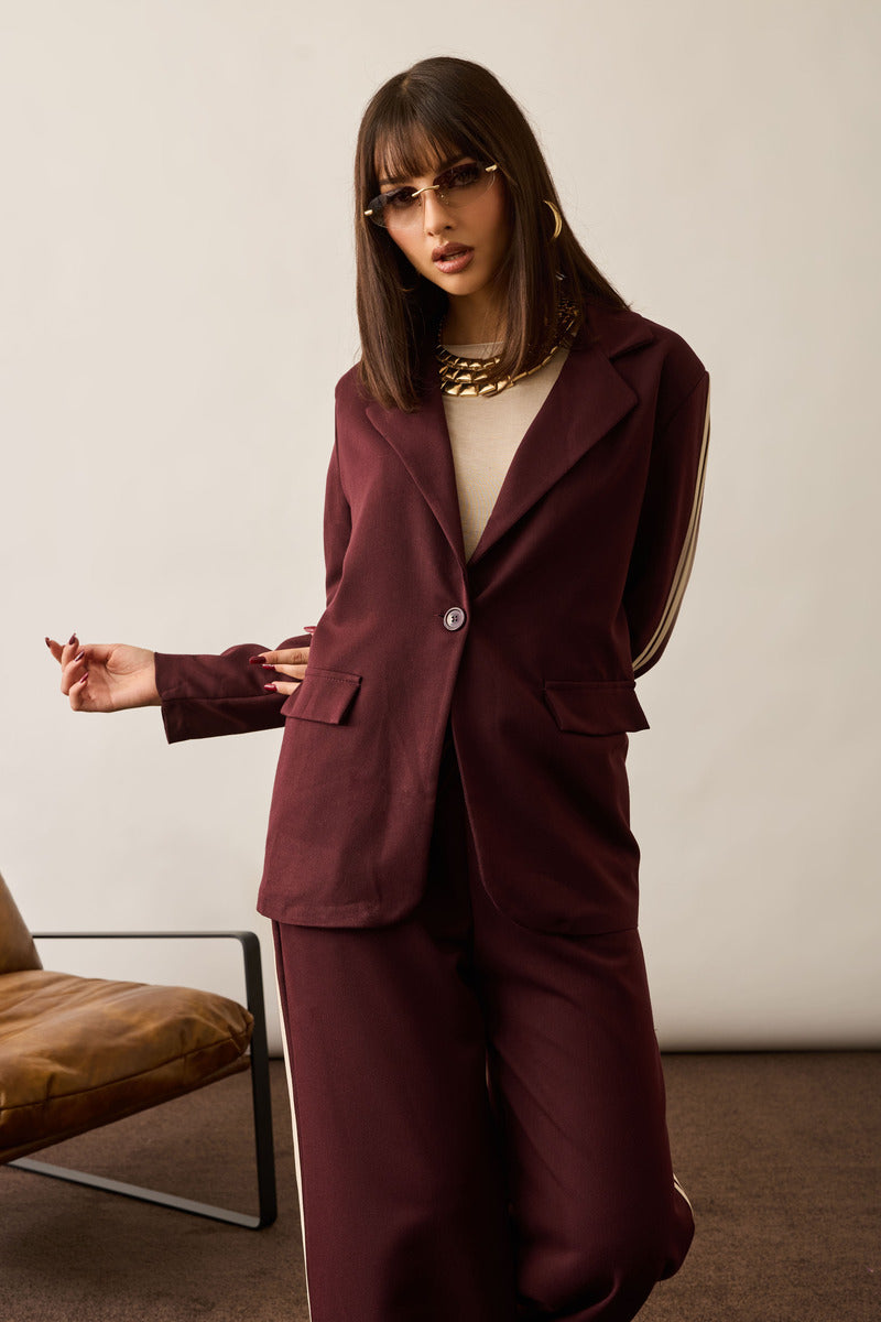 Tailleur Con Bande borgogna|Colore:Borgogna