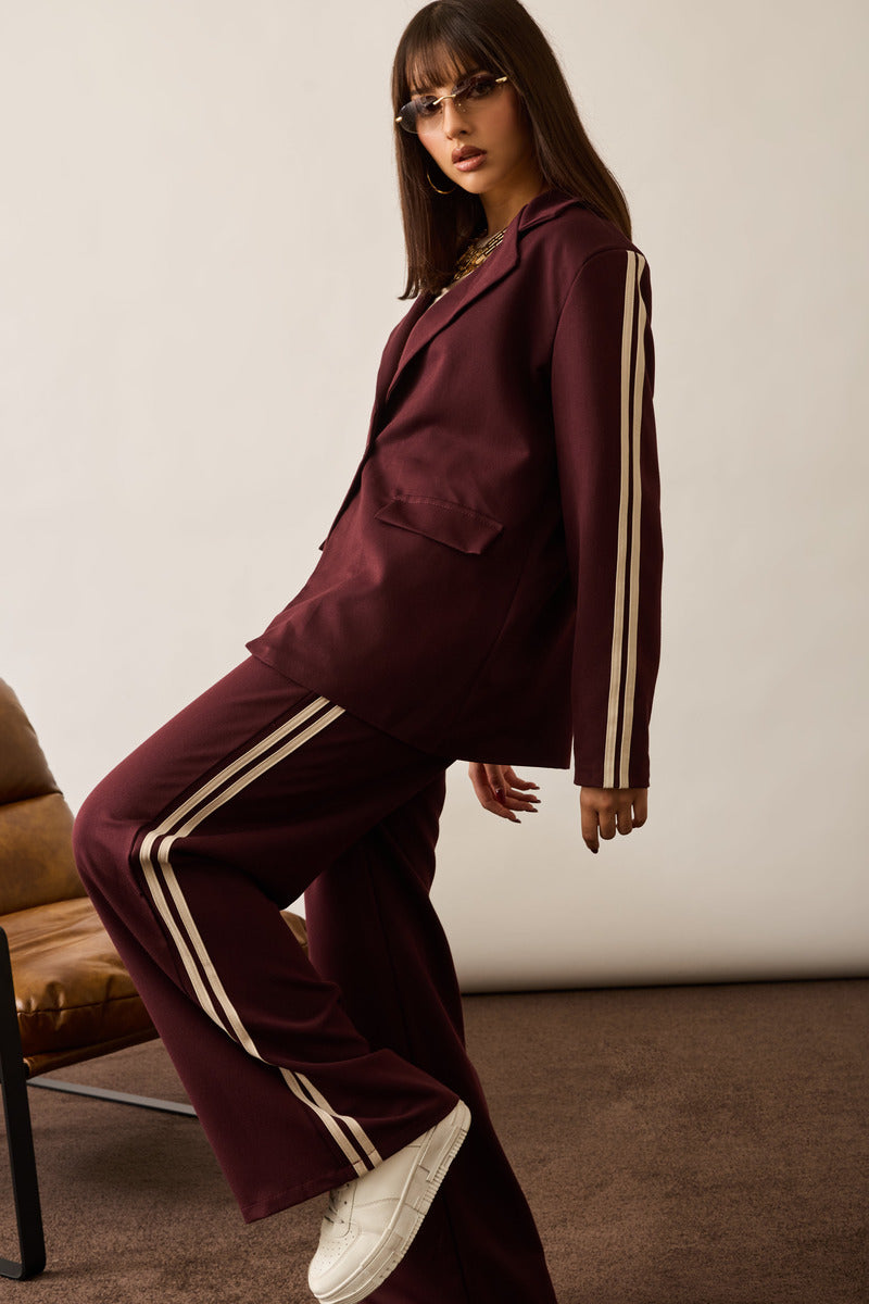 Tailleur Con Bande borgogna|Colore:Borgogna