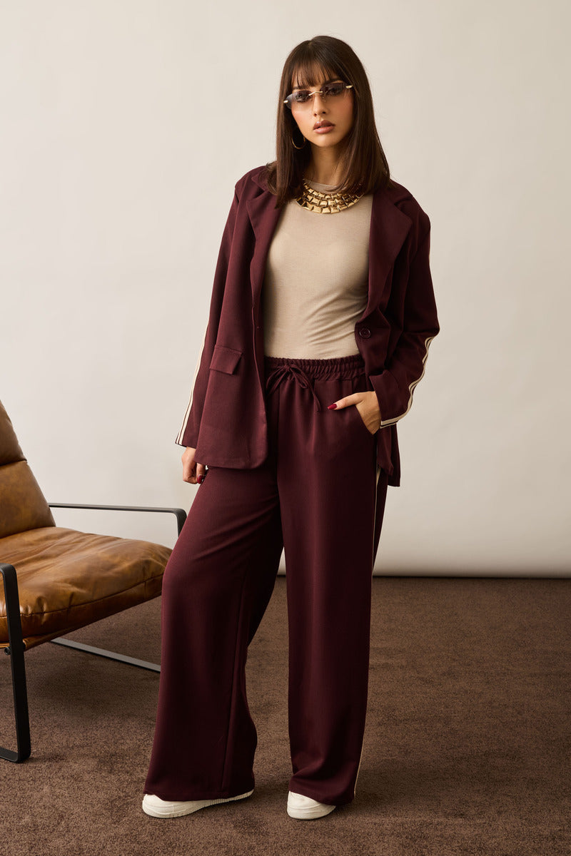 Tailleur Con Bande borgogna|Colore:Borgogna