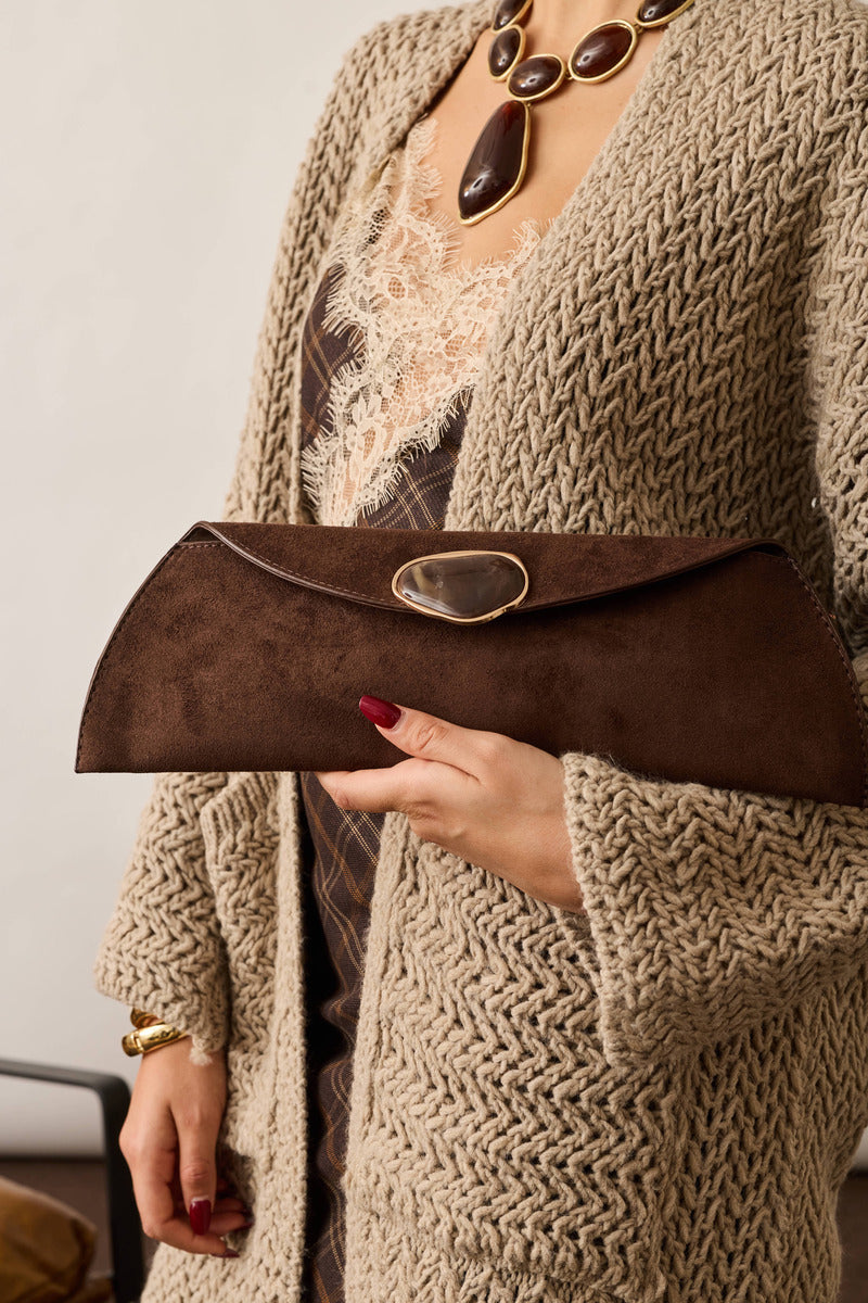 Clutch Con Pietra testa di moro|Colore:Testa di moro