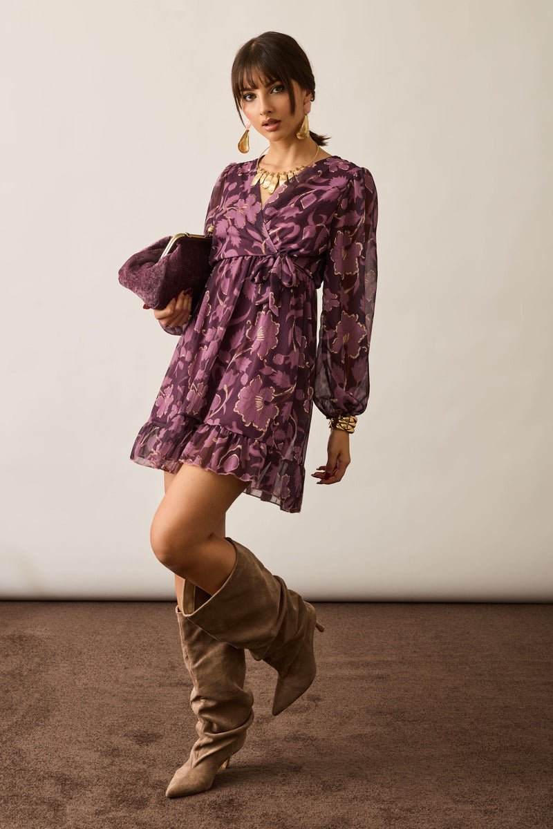 Abito Incrocio Flower malva|Colore:Malva