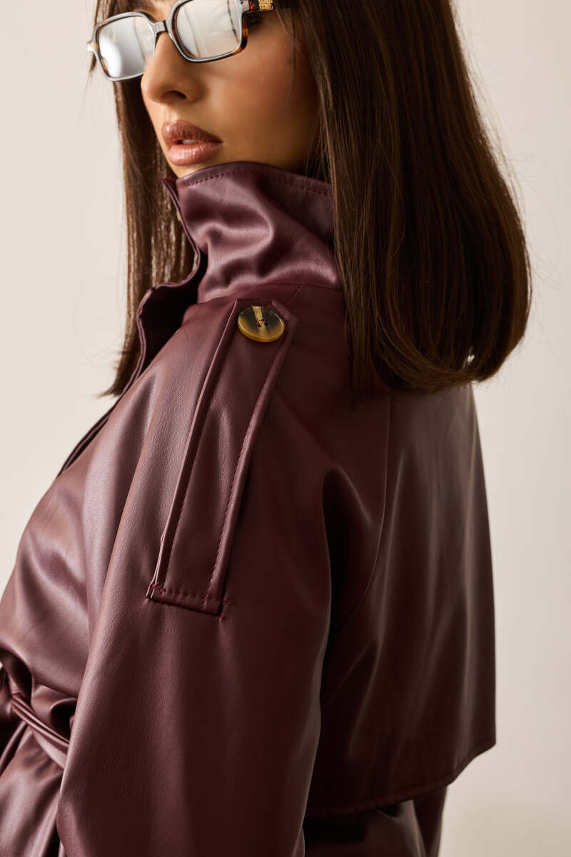 Trench Corto Ecopelle borgogna|Colore:Borgogna