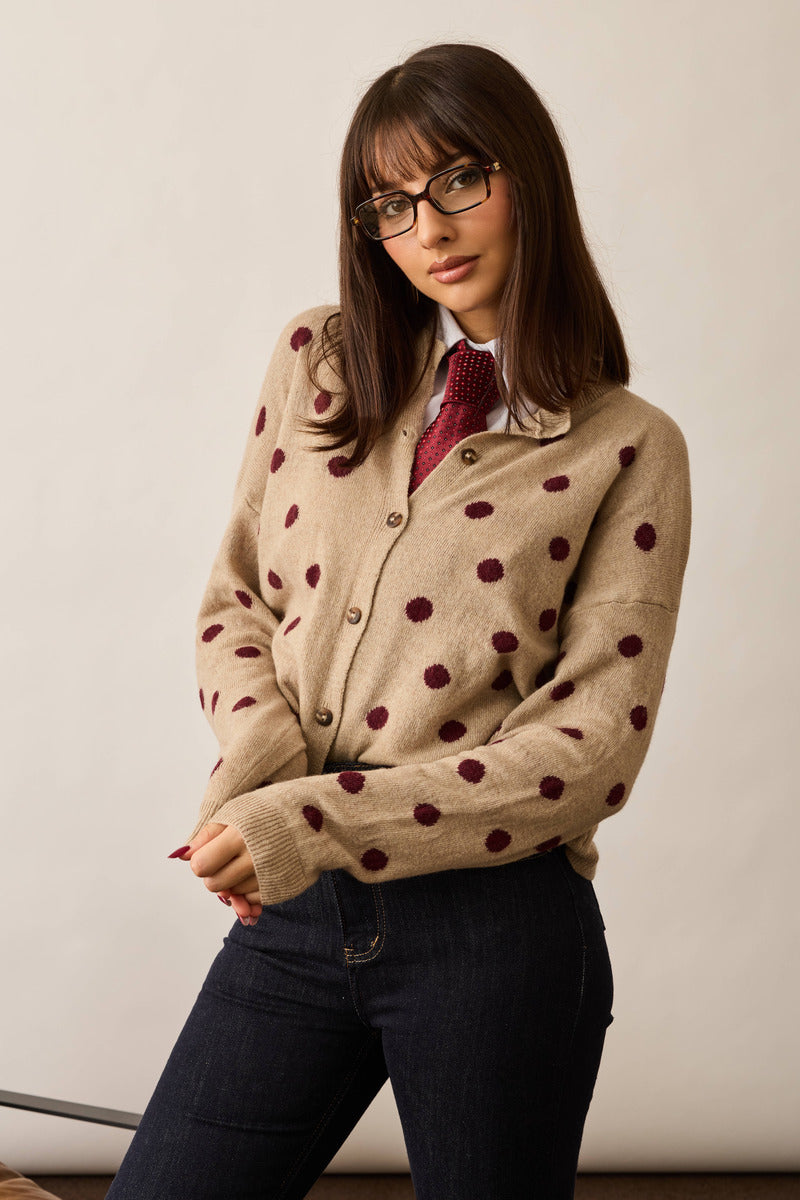 Cardigan Pois Cashmere beige|Colore:Beige