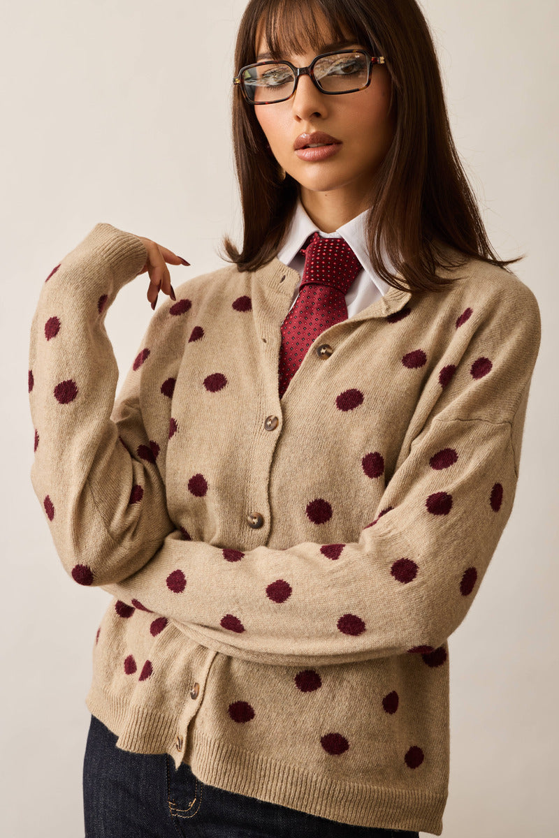 Cardigan Pois Cashmere beige|Colore:Beige