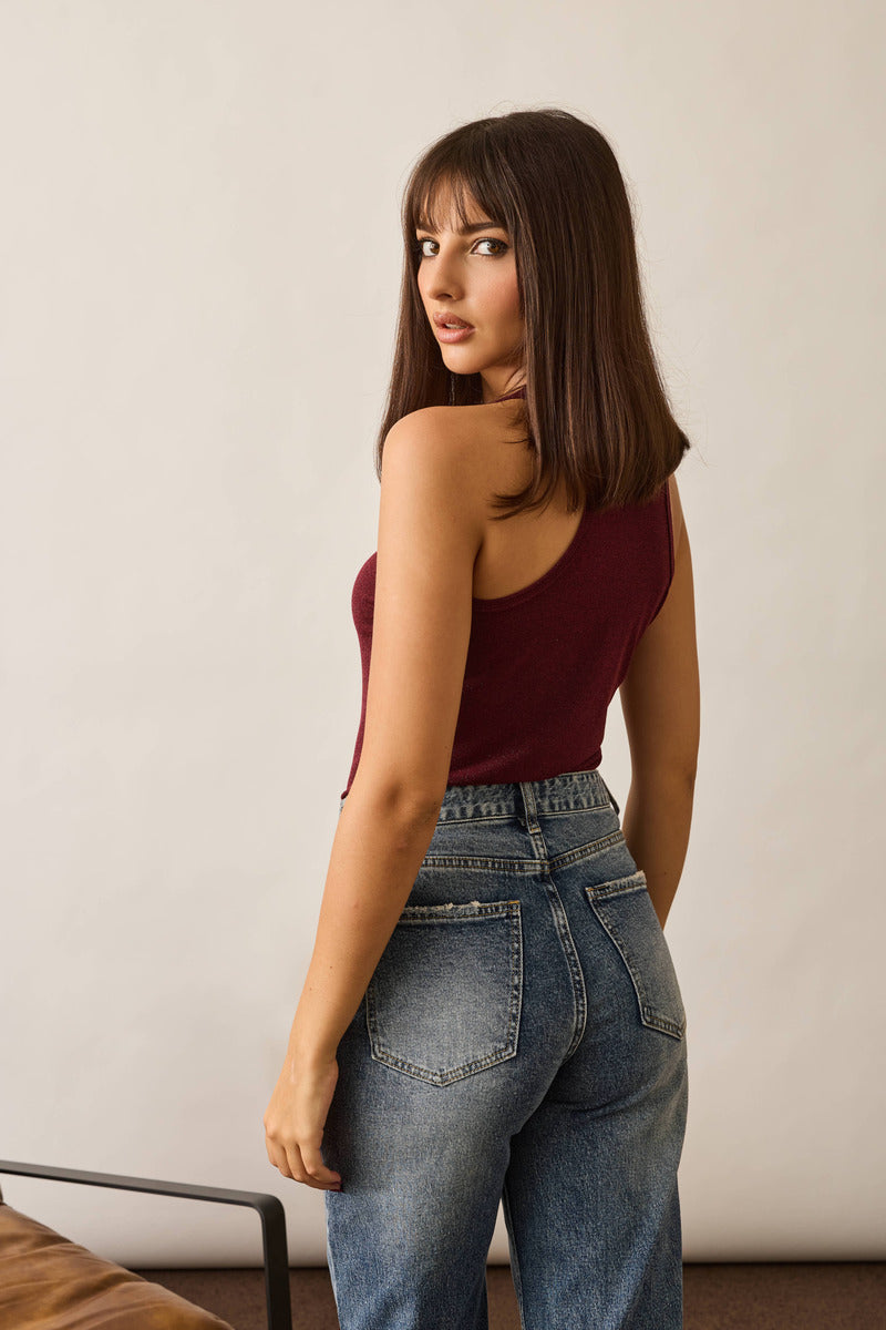 Canotta Lurex Borgogna|Colore:Borgogna