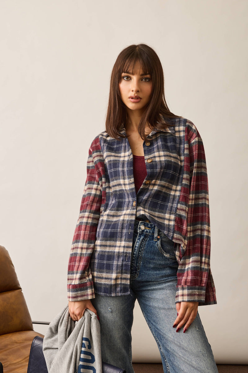Camicia Quadri Wood borgogna|Colore:Borgogna