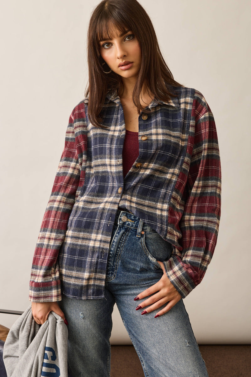 Camicia Quadri Wood borgogna|Colore:Borgogna