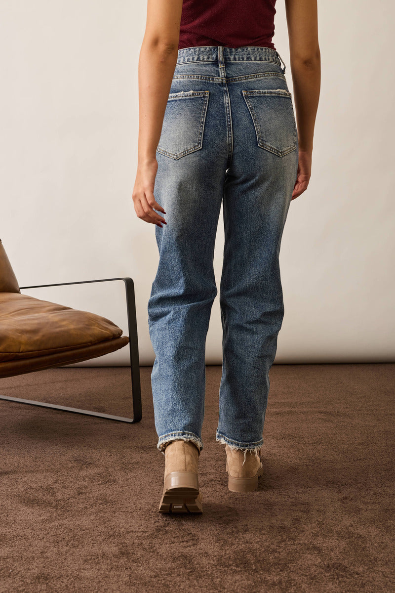 Jeans Carrot Strappi denim|Colore:Denim