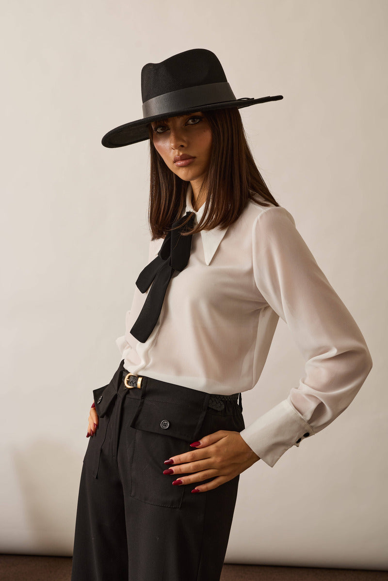 Camicia Con Cravattino bianco|Colore:Bianco