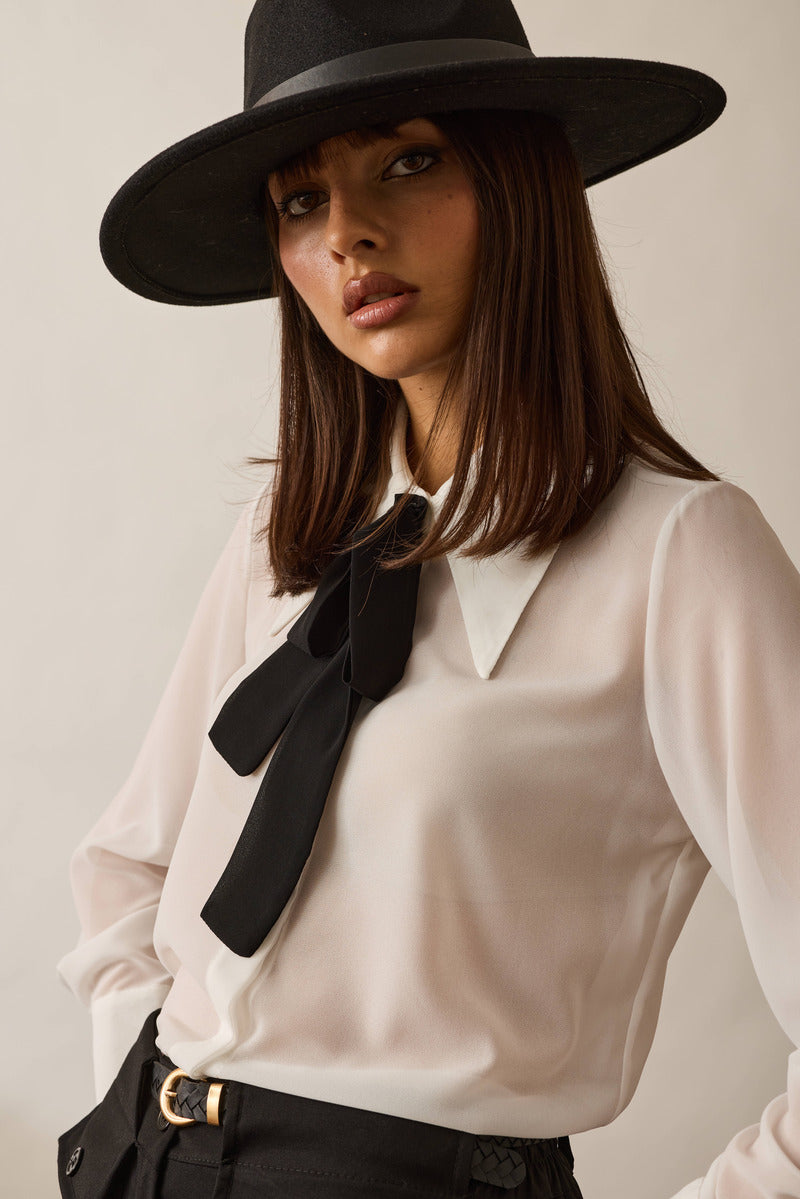 Camicia Con Cravattino bianco|Colore:Bianco
