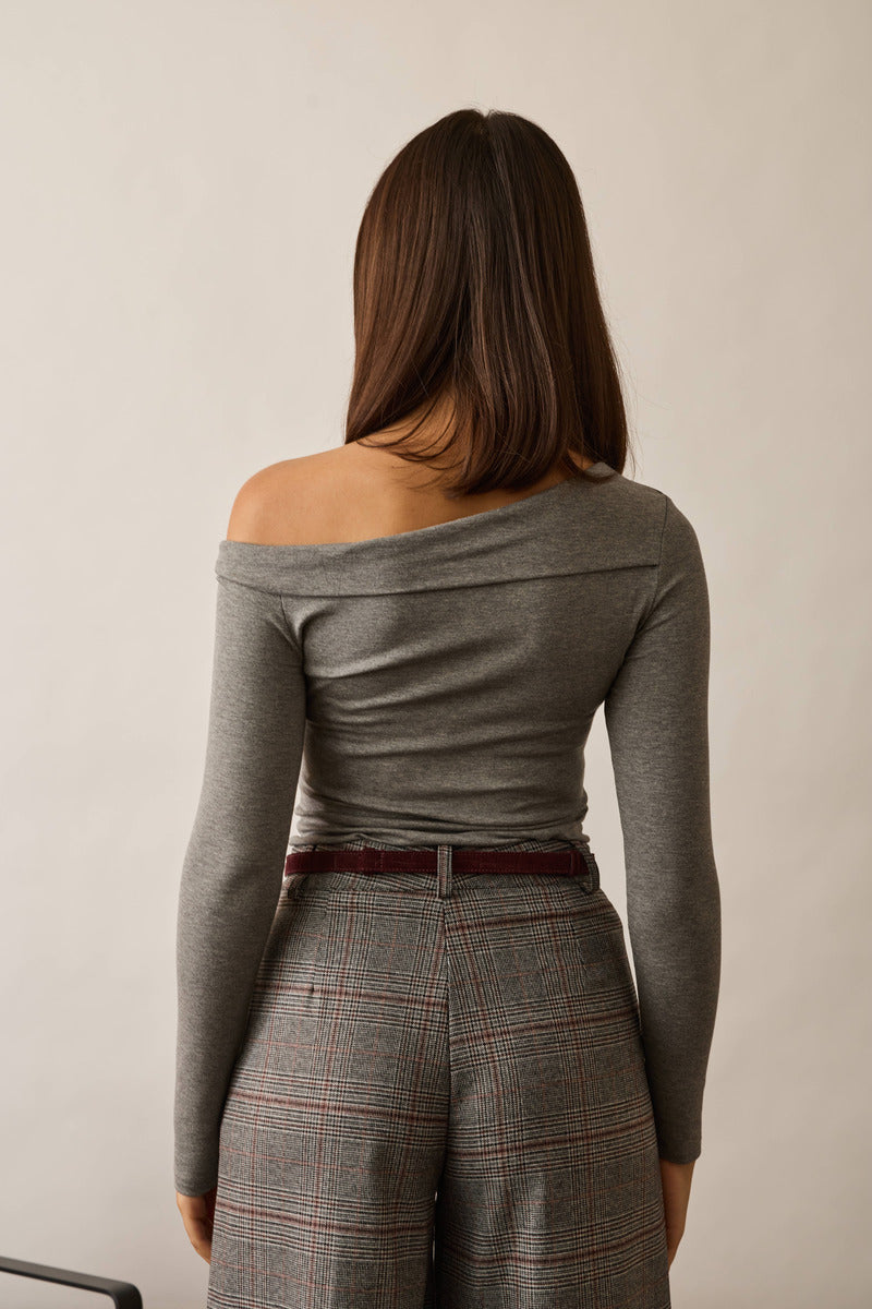 Maglia Scollo Barca Con Anello grigio|Colore:Grigio
