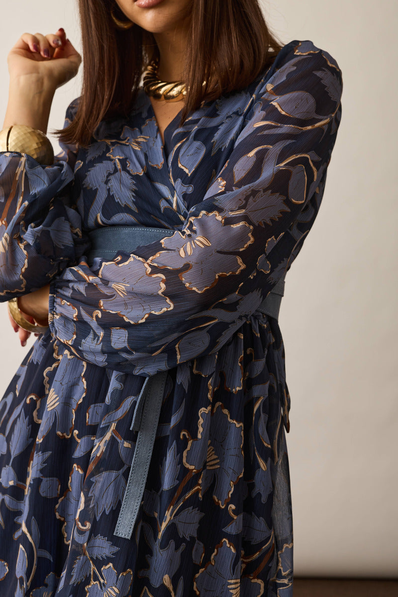 Abito Incrocio Flower Blu|Colore:Blu