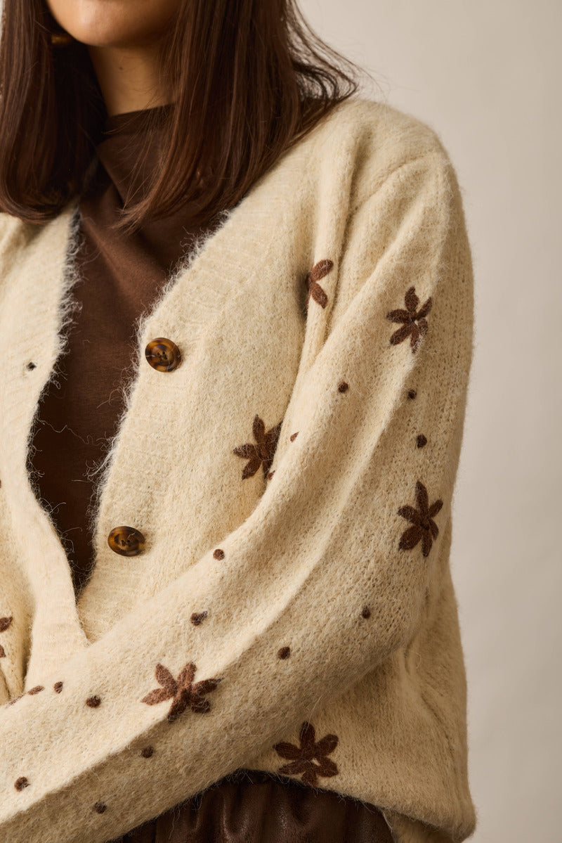 Cardigan Con Ricamo beige chiaro|Colore:Beige chiaro