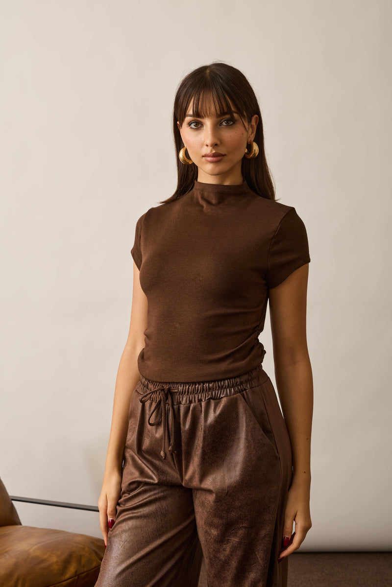 T-Shirt Con Spalline testa di moro|Colore:Testa di moro