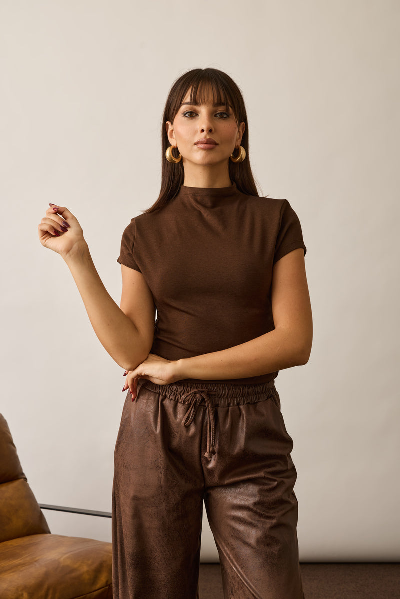 T-Shirt Con Spalline testa di moro|Colore:Testa di moro