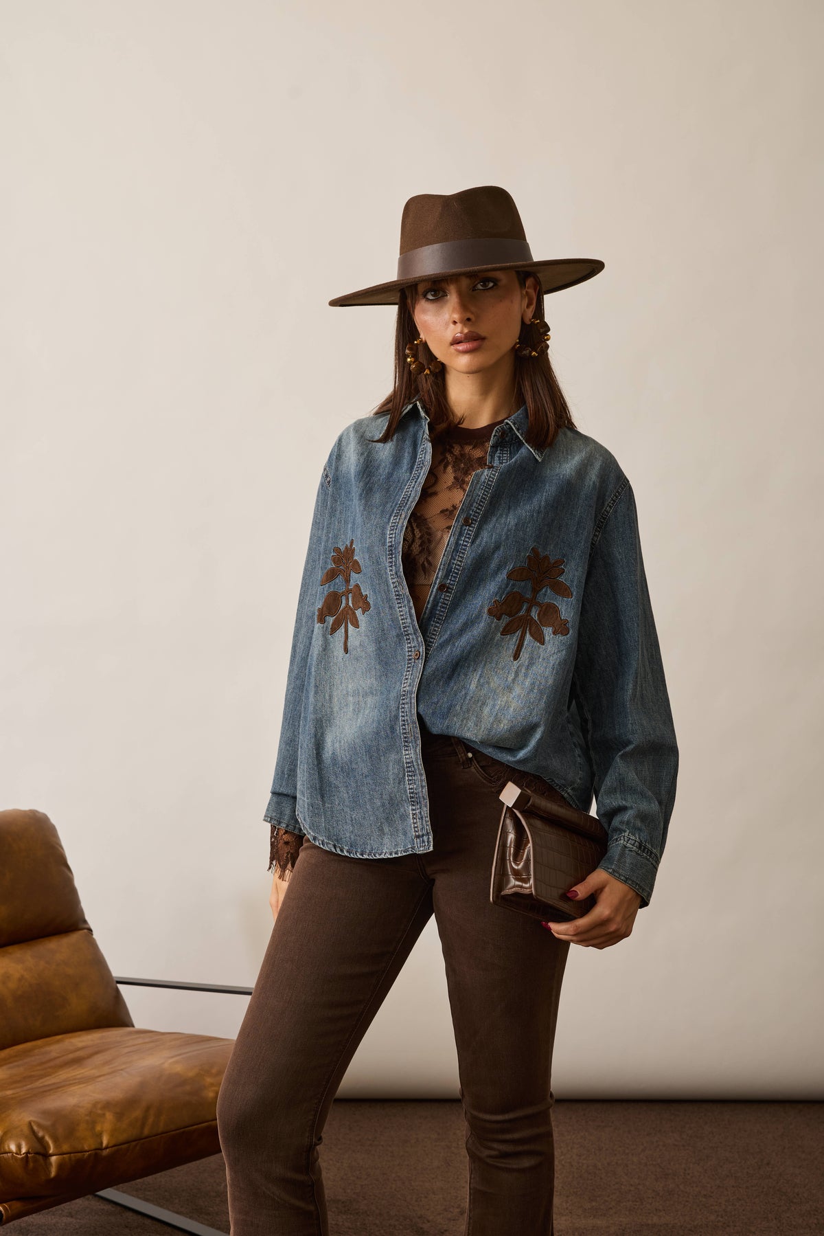 Camicia Denim Con Applicazioni denim|Colore:Denim