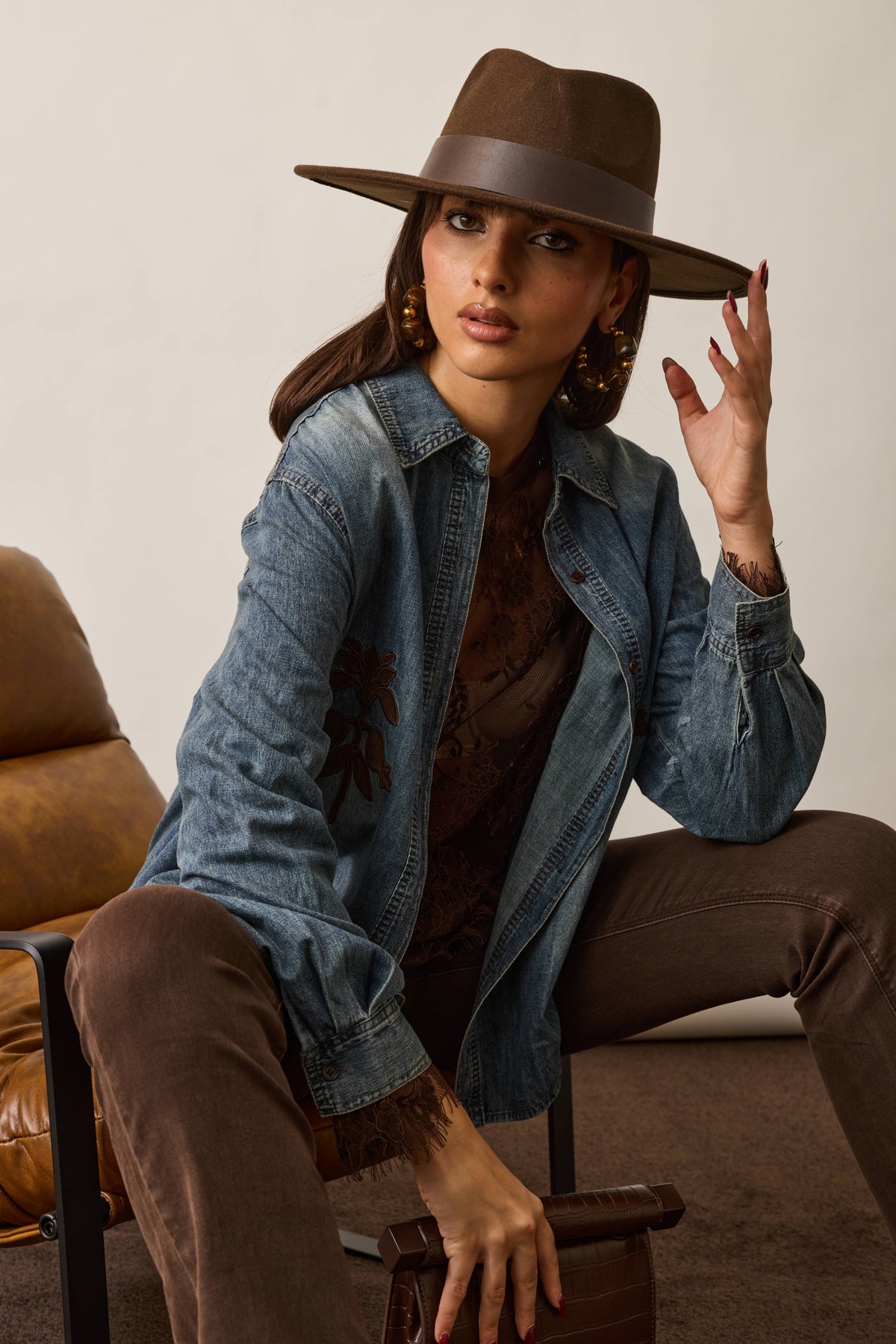 Camicia Denim Con Applicazioni denim|Colore:Denim