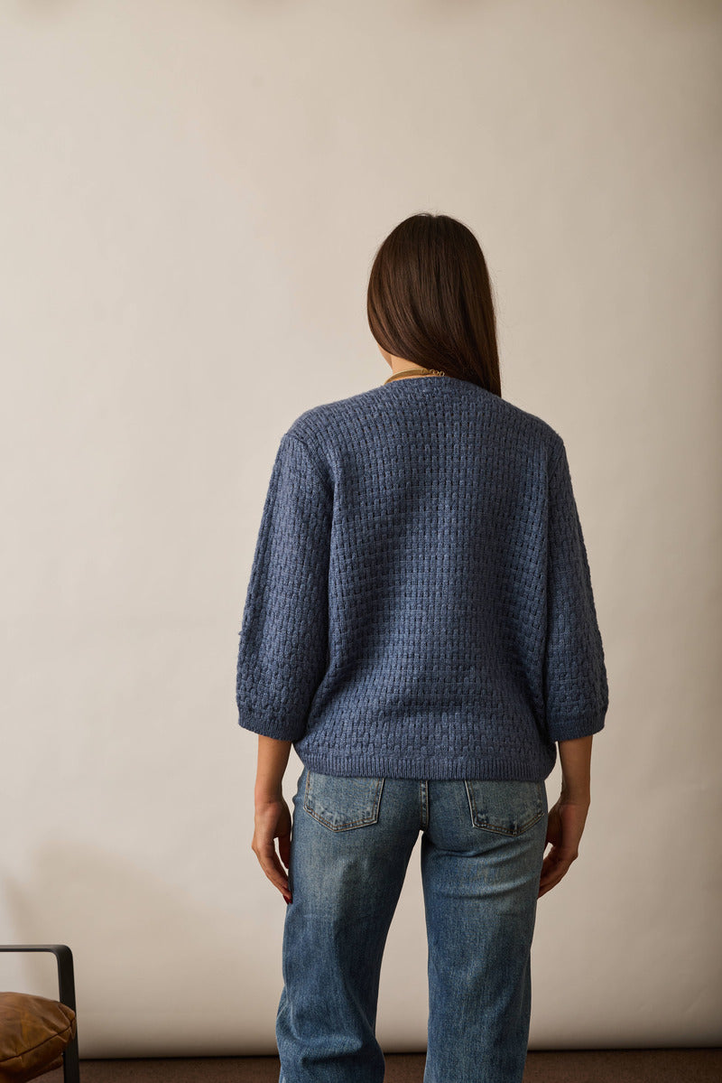 Cardigan Intreccio Bottoni Legno Avion|Colore:Avion