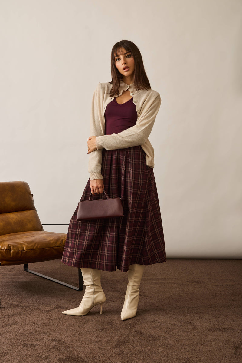 Gonna Quadri borgogna|Colore:Borgogna